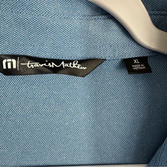 Travis Matthew Short Sleeve Collard Polo Shirt Mens XL Blue Sweat Wicking Golf - Picture 3 of 7